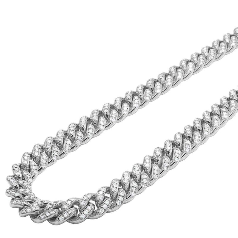 10mm Iced Out White Gold Cuban Link Chain - 3
