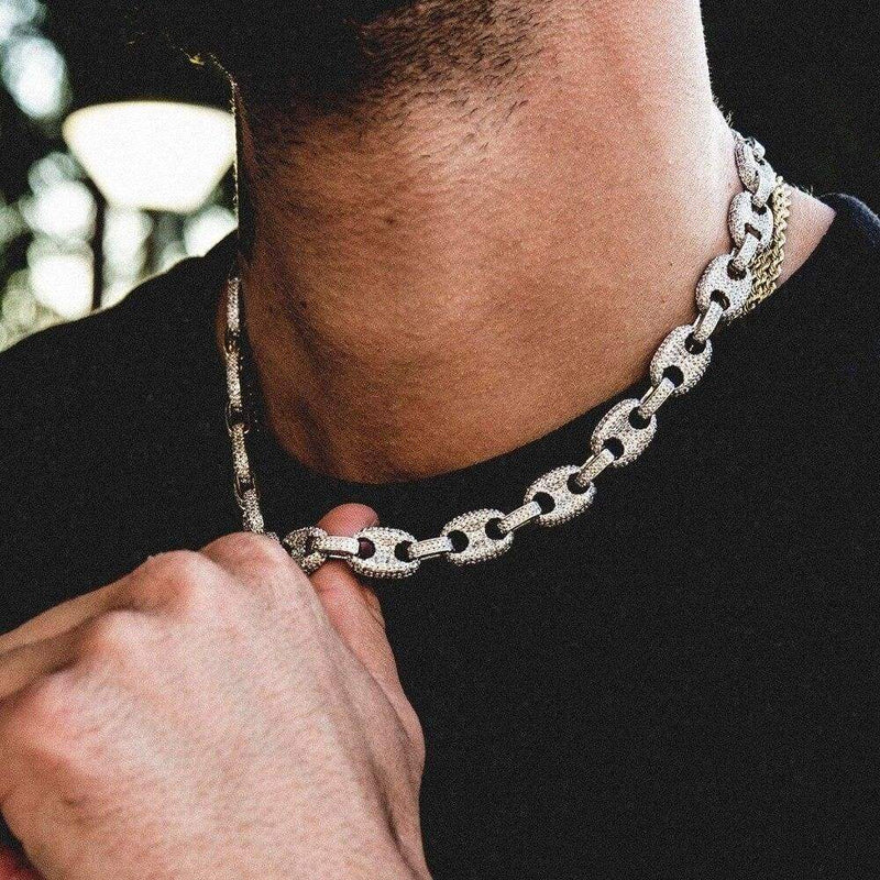 12mm Iced Out Gold Gucci Link Chain - 8