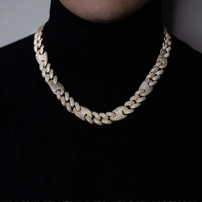 16mm Iced Out Gold Cuban Gucci Link Chain - 2