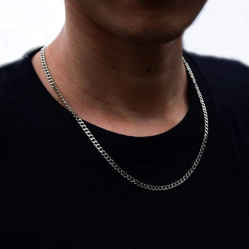 3mm White Gold Cuban Link Chain - 2