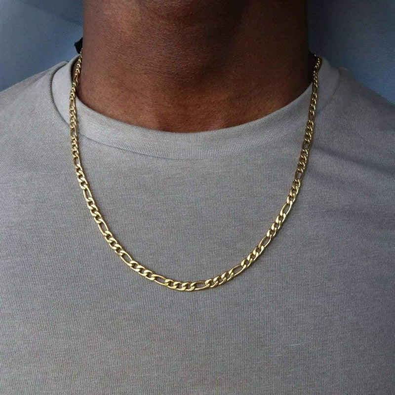 4mm Gold Figaro Chain - Jewelry