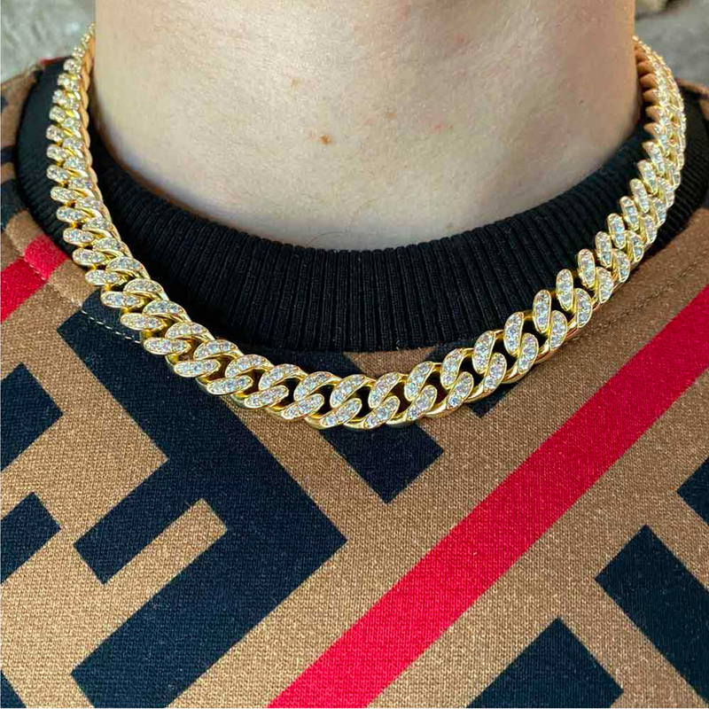 10mm Iced Out Gold Cuban Link Chain - 2