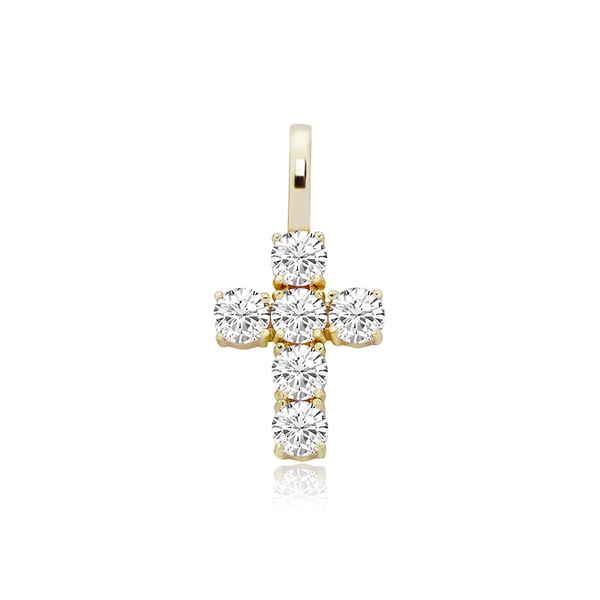 Gold Small Cross Pendant Iced Out