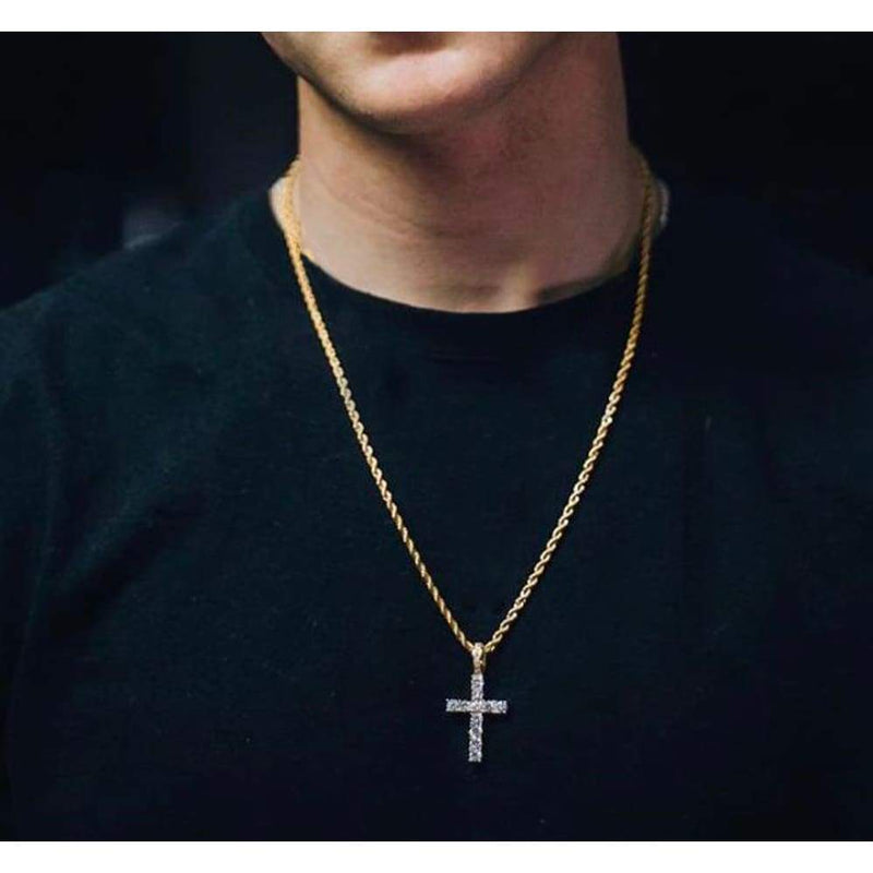 Iced Out Gold Cross Pendant
