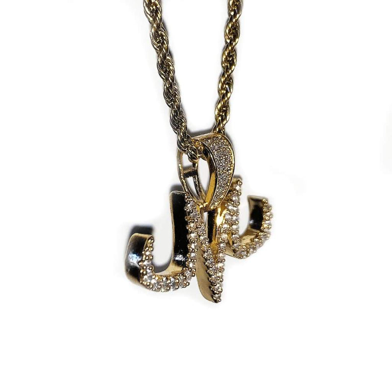 Iced Out Gold Majin M Pendant - 3