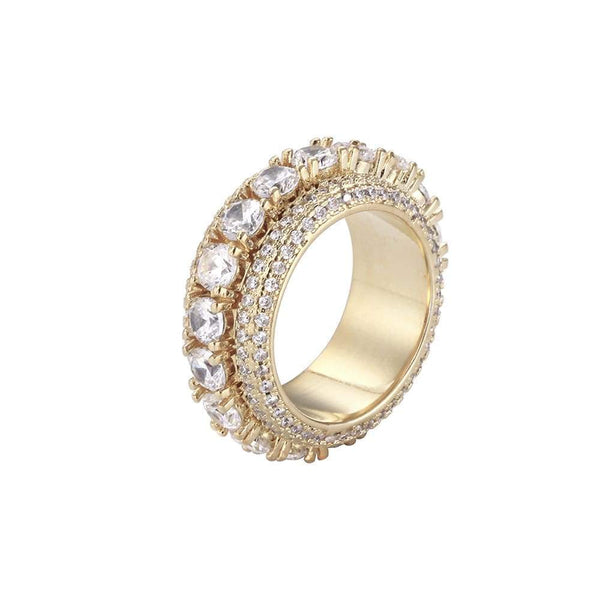 Iced Out Gold Spinning Layered Tennis Ring - 1