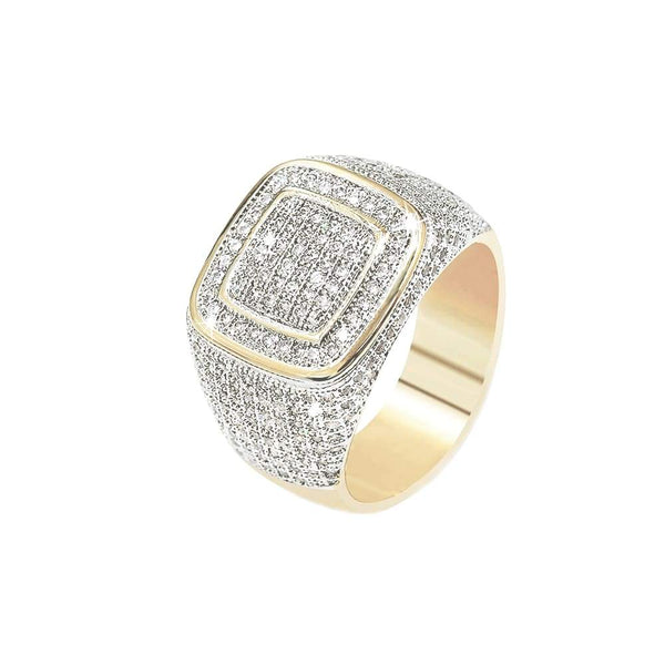 Iced Out Gold Square Cubic Ring - 1