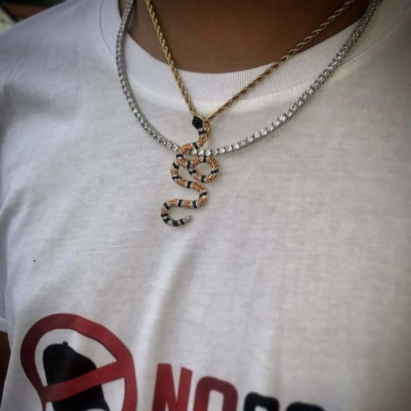 Iced Out Gucci Snake Pendant