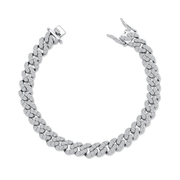 Iced Out White Gold Cuban Link Bracelet 8mm