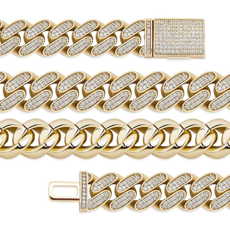 16mm Iced Out Gold Cuban Link Chain