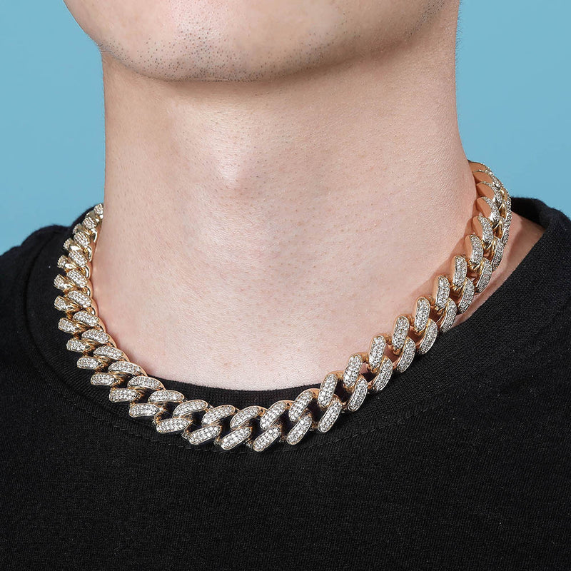 16mm Iced Out Gold Cuban Link Chain