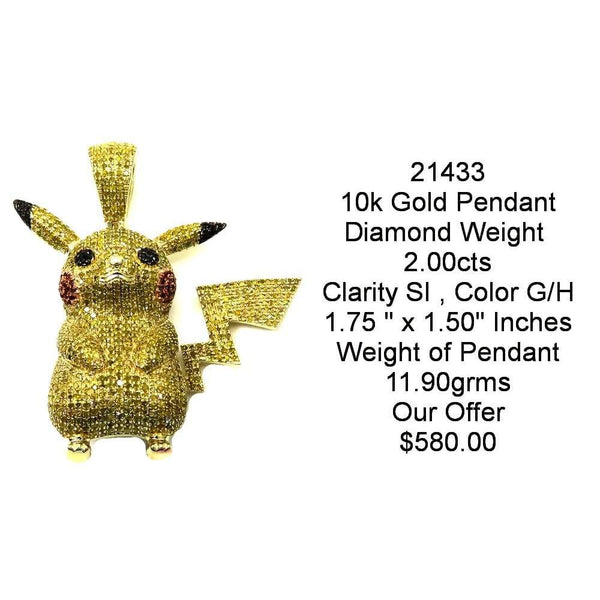 10k Iced Out Gold Pikachu Pendant 2.00Cts - 1