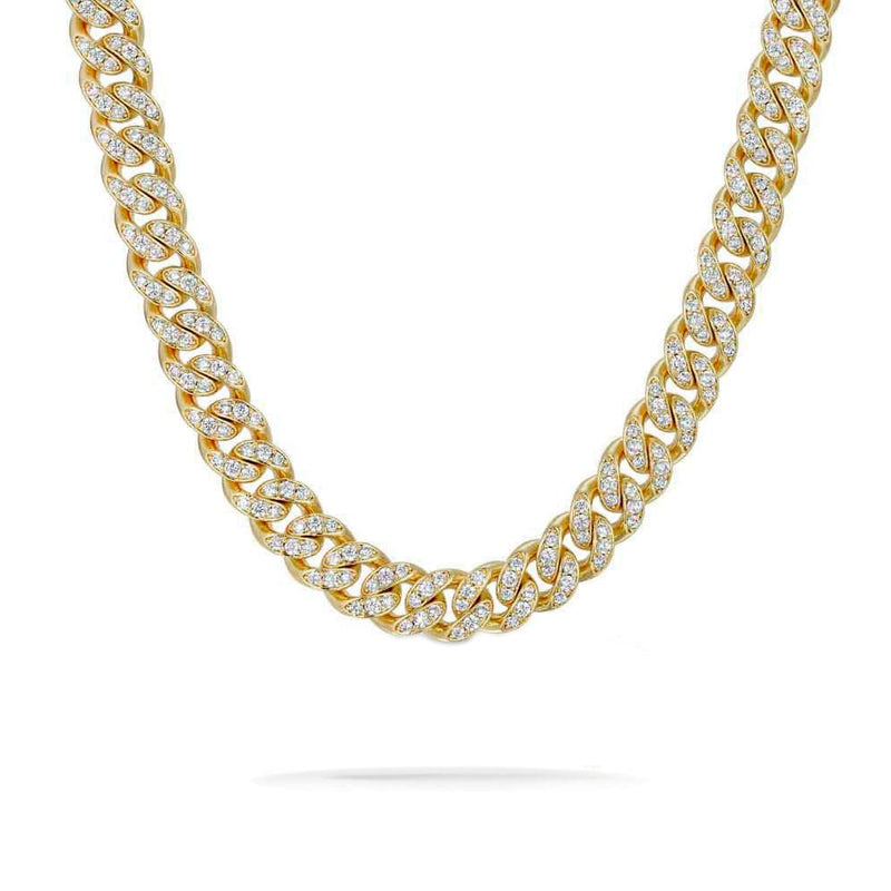 10mm Iced Out Gold Cuban Link Chain - 1