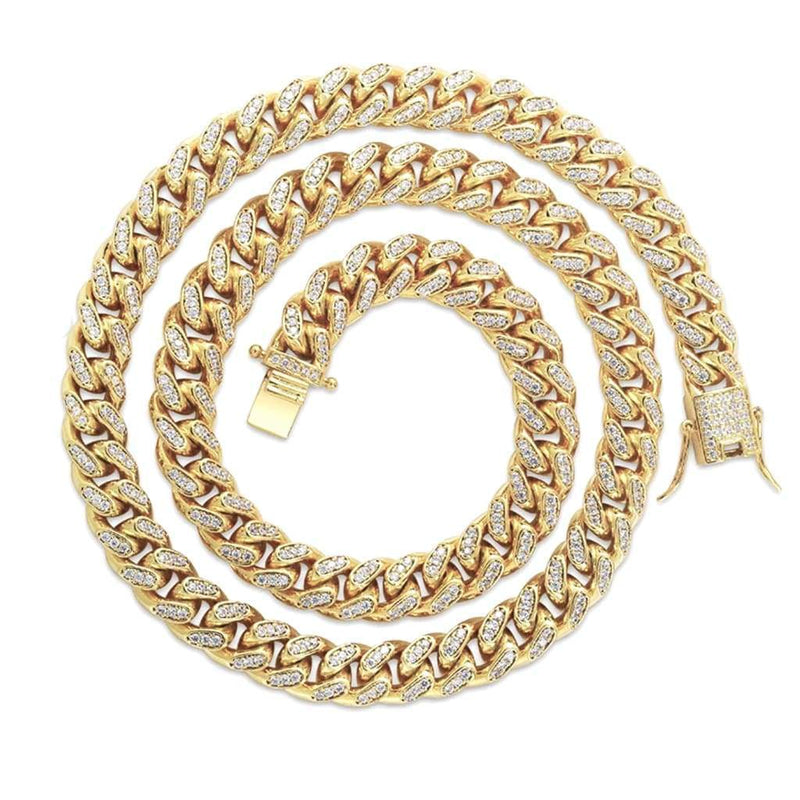 10mm Iced Out Gold Cuban Link Chain - 7