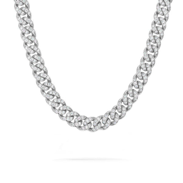 10mm Iced Out White Gold Cuban Link Chain - 1