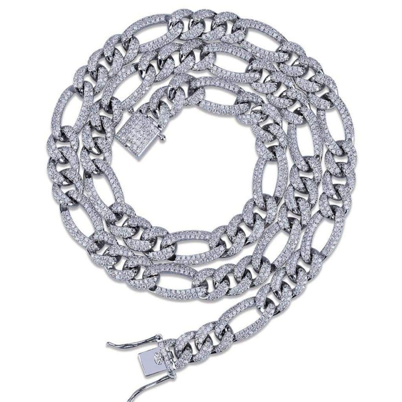 10mm Iced White Gold Out Figaro Link Chain - 6