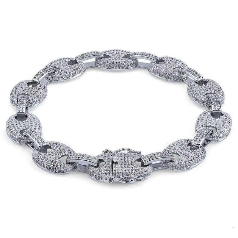 12mm Iced Out Gold Gucci Link Bracelet - 6