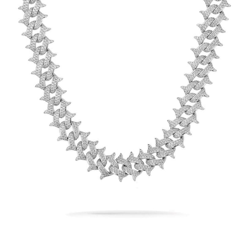 14mm Iced Out White Gold Spike Cuban Link Chain - 1