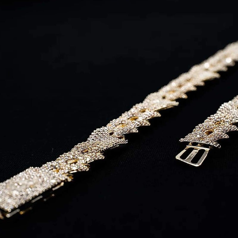 16mm Iced Out Gold Cuban Gucci Link Chain - 3