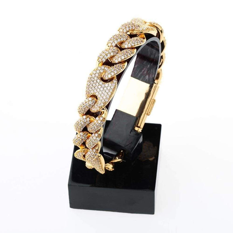 16mm Iced Out Gold Gucci Cuban Bracelet - 5