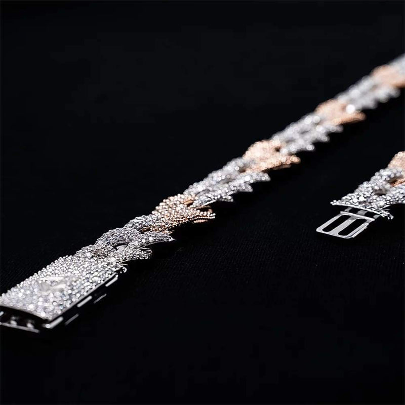 16mm Iced Out White Gold Two-Tone Cuban Gucci Link Chain - 3