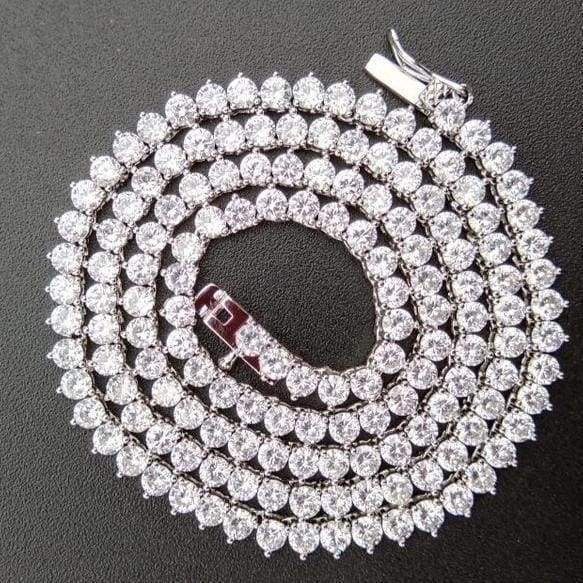 3mm 3 prong White Gold Tennis chain - Jewelry