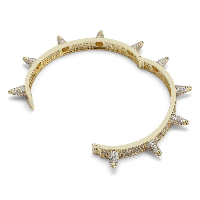 7mm Iced Out Gold Spike Bracelet - Jewelry