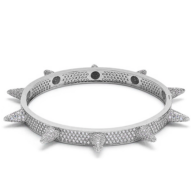 7mm Iced Out White Gold Spike Bracelet