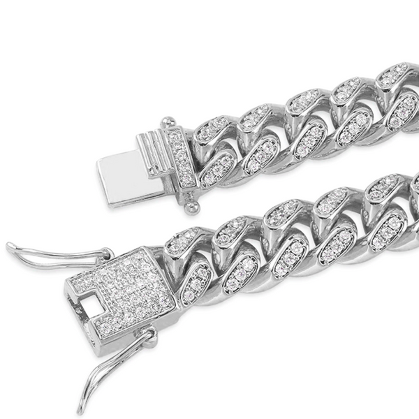 10mm Iced Out White Gold Cuban Link Chain - 6