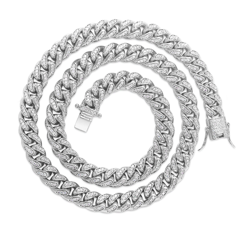 10mm Iced Out White Gold Cuban Link Chain - 7