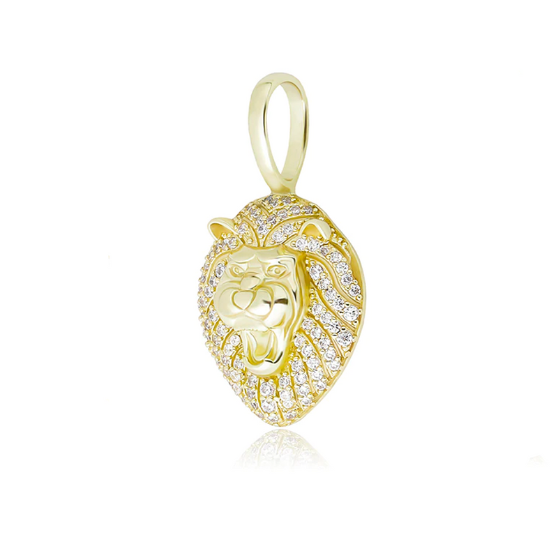 Gold Lion Pendant Iced Out