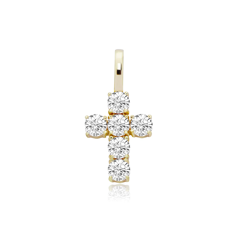 Gold Small Cross Pendant Iced Out