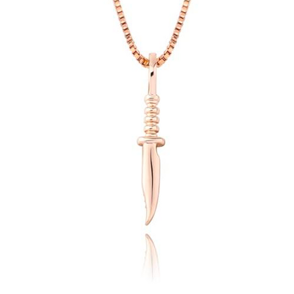Rose Gold Knife Pendant Iced out
