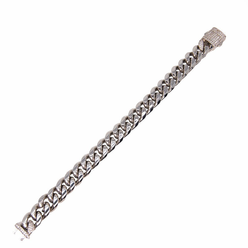 Iced Out White Gold Clasp Cuban Link Bracelet 12mm
