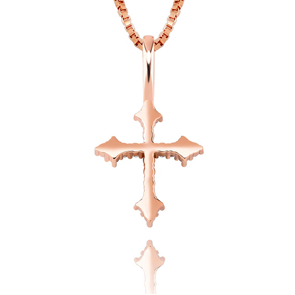 Rose Gold Cubic Cross Pendant Iced Out
