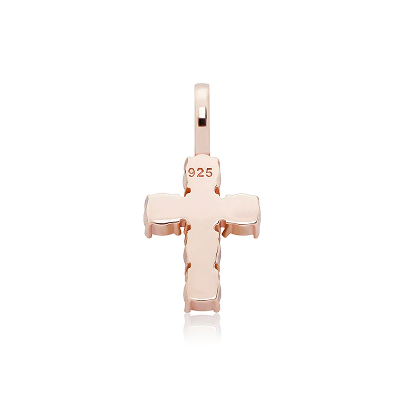 Rose Gold Small Cross Pendant Iced Out