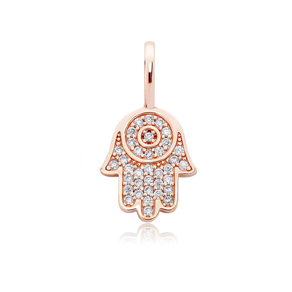 Rose Gold Hand Pendant Iced Out