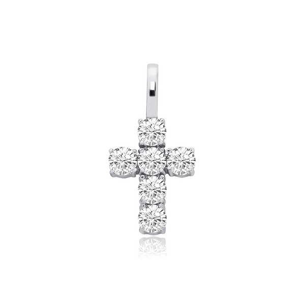 White Gold Small Cross Pendant Iced Out