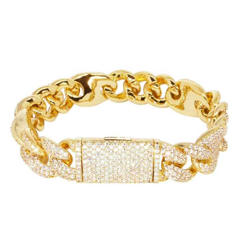 Iced Out Gold Gucci Cuban Bracelet 16mm