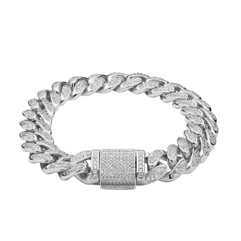 Iced Out White Gold Cuban Link Bracelet 13mm
