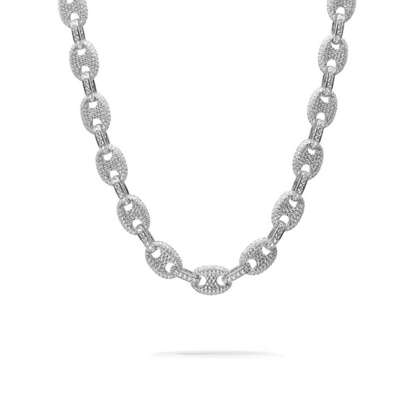 11mm Iced Out White Gold Gucci Link Chain