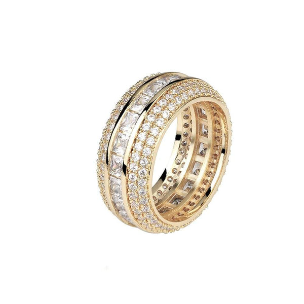 Iced Out Gold 1 Layer Baguette Ring - 1