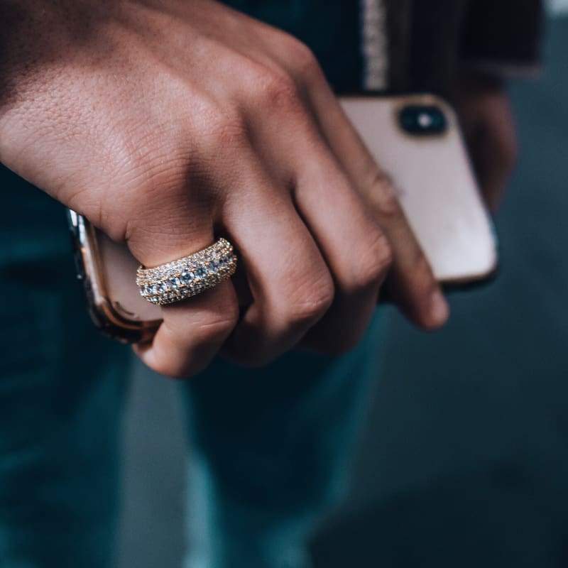 Iced Out Gold 5 layers Tennis Ring
