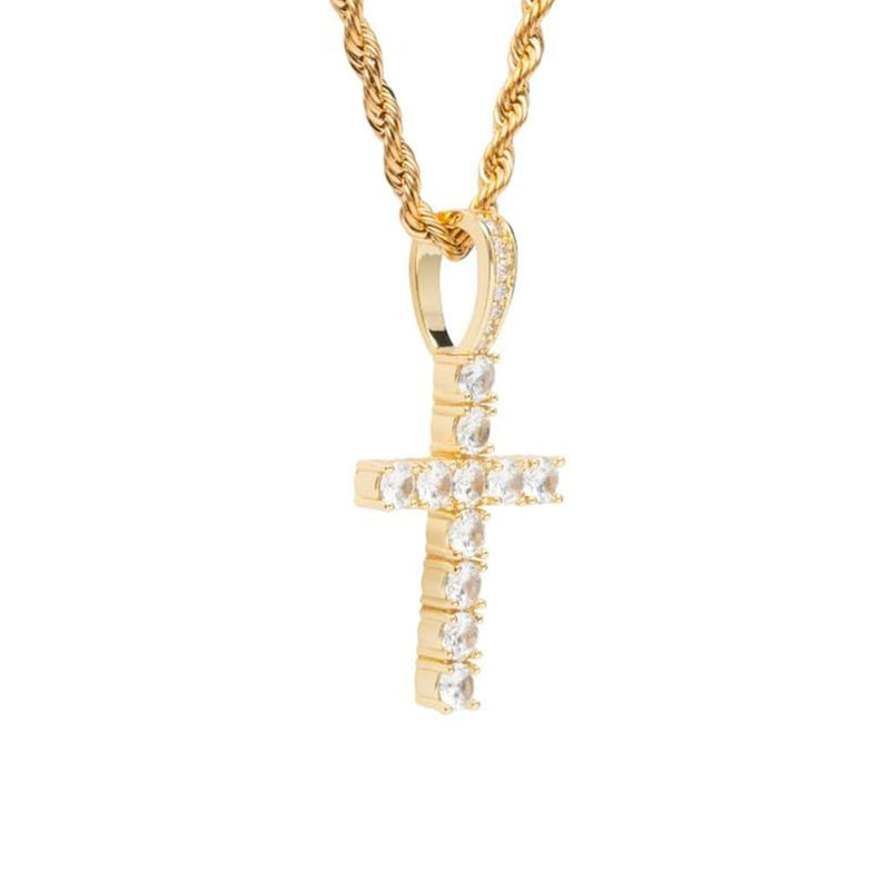 Iced Out Gold Cross Pendant - 3