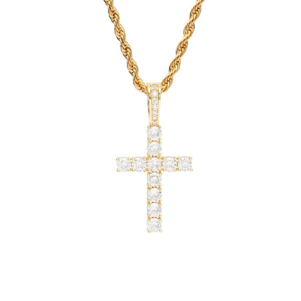 Iced Out Gold Cross Pendant - 1