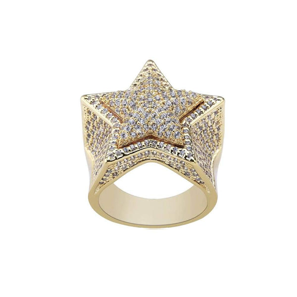 Iced Out Gold Double Stars Ring - 1