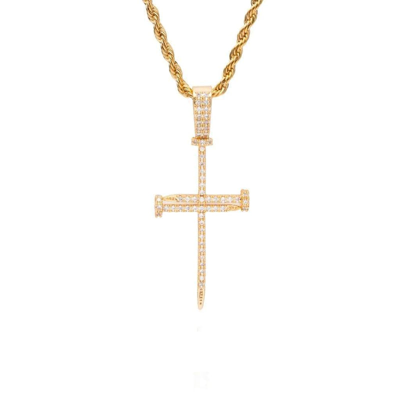Iced Out Gold Nail Cross Pendant - 24 - 1