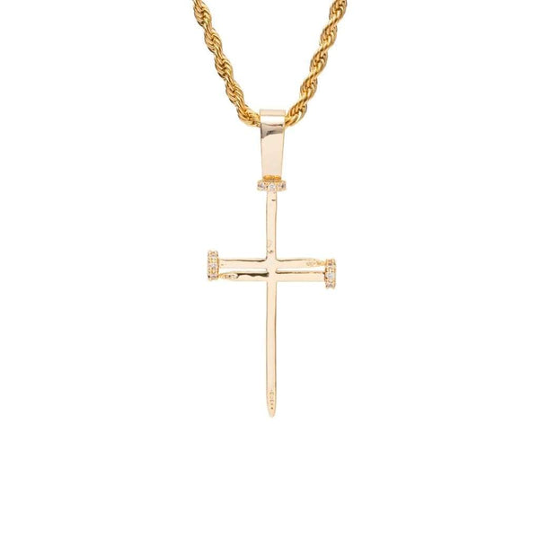 Iced Out Gold Nail Cross Pendant - 24 - 3