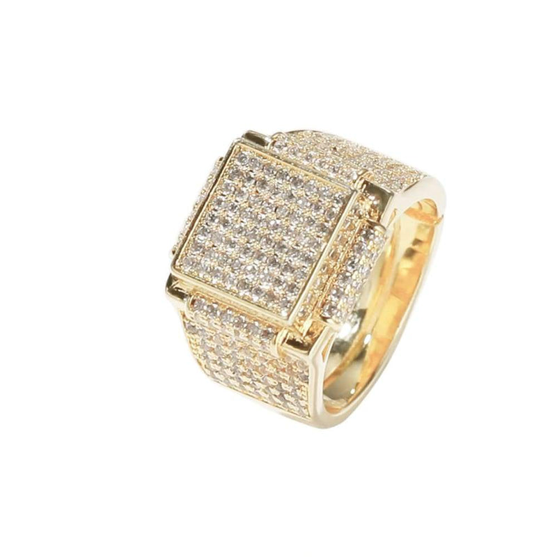 Iced Out Gold Square Micro Pave Ring - 1