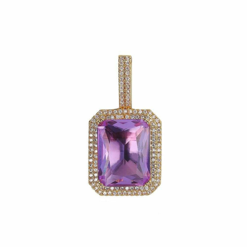 Iced Out Purple Gemstone Pendant